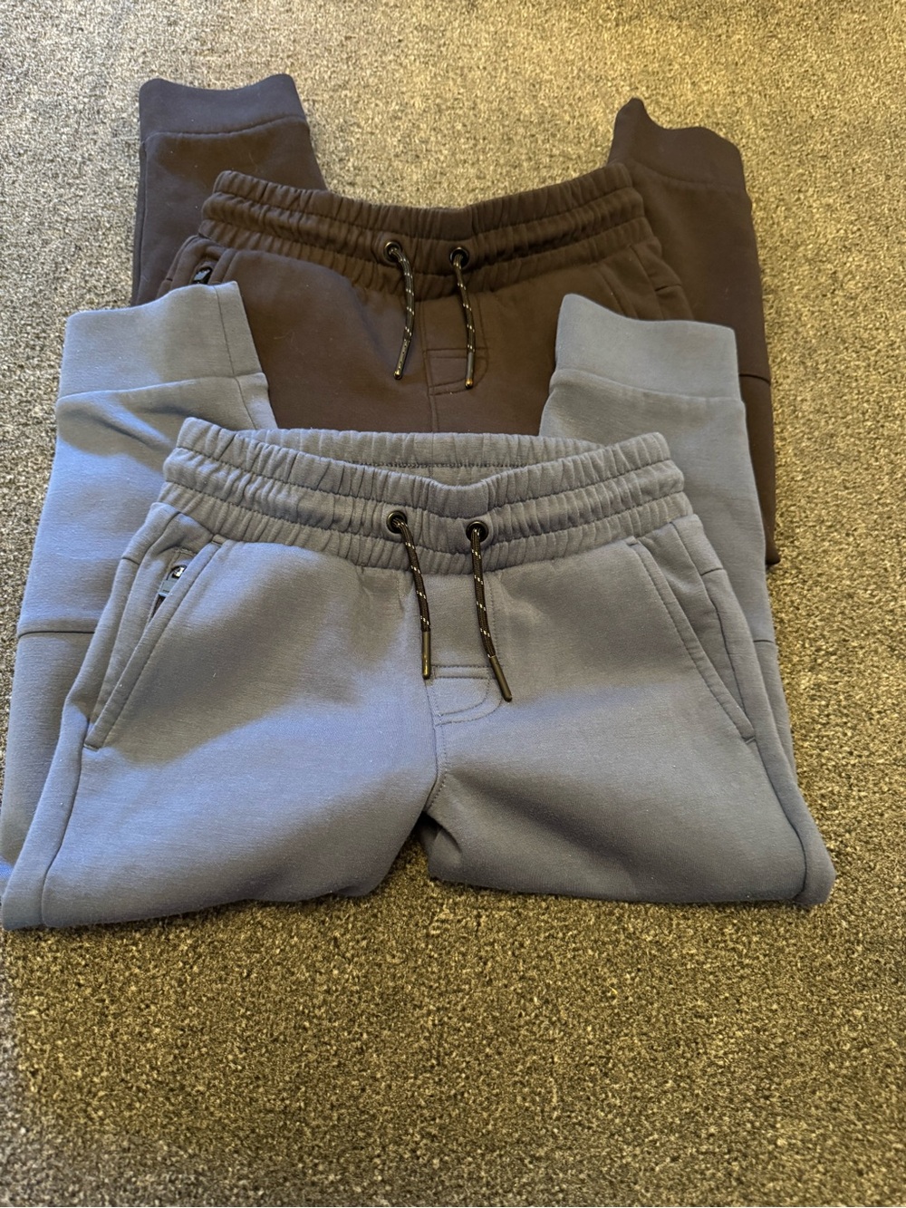 2 Pair Member’s Mark Boys Active Tech Joggers Black & Blue/Grey Size 4/5